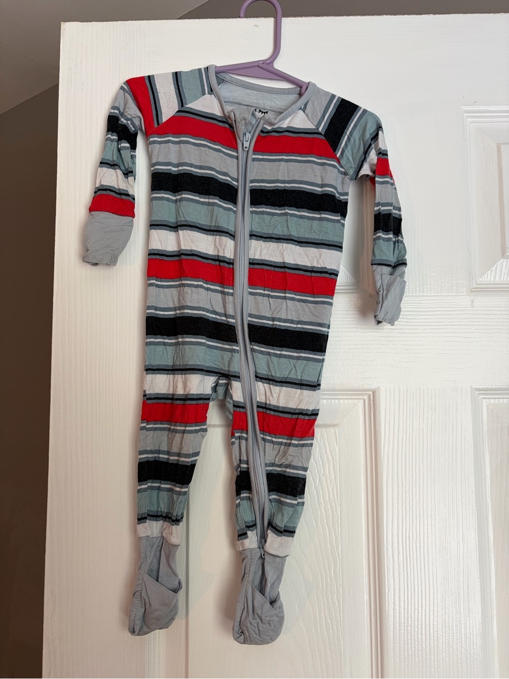 Little Sleepies Winter Stripe Collection One-Piece Zipper Pajamas